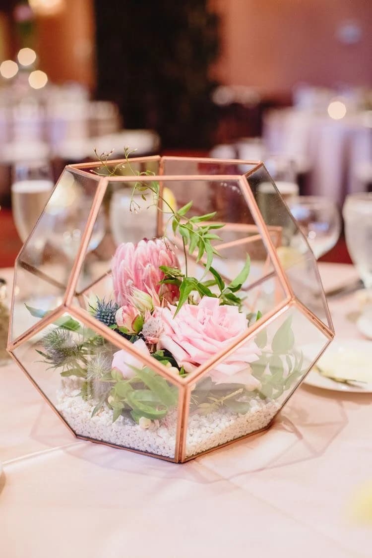 Rose Gold/Copper Glass Geometric Terrarium/ Wedding Table Decor/ Succulent Planter/Air Plants Glass Vase/Terrarium Kit/ Terrarium Gift