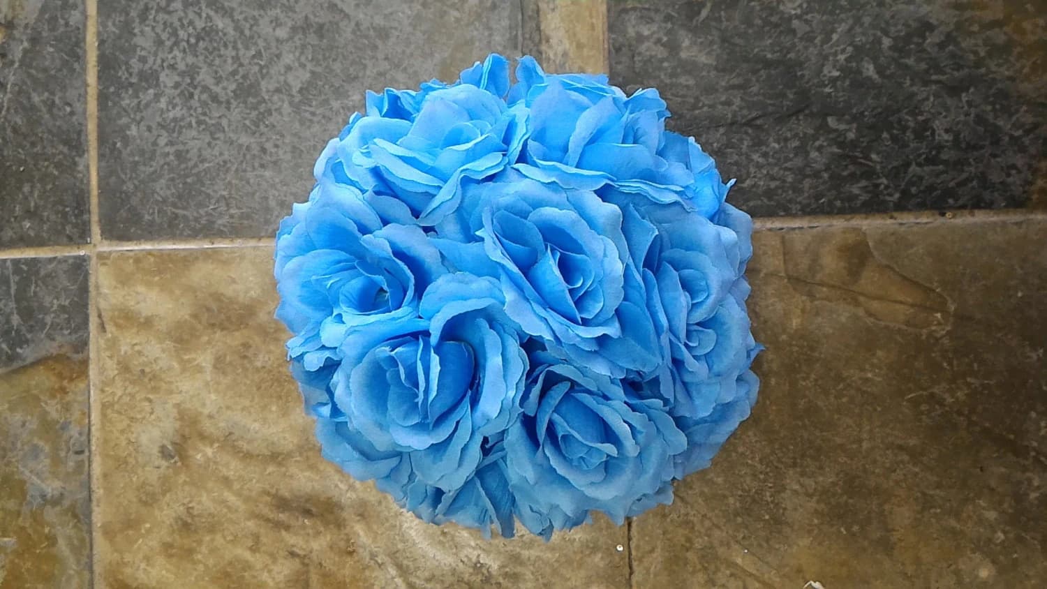 Light Blue Rose Flower Ball Pomander Wedding decoration Ball Silk Rose Kissing Ball Faux Flowers/Mutiple sizes/Aisle decor/ Centerpiece