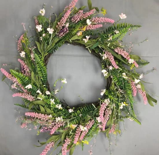 Light Pink Lavender Flower Wreath/ Purple Lavender Wreath/Green Wreath/Natural Looking Wreath/Outdoor Wreath/Green Outdoor Wreath/Green Leaf