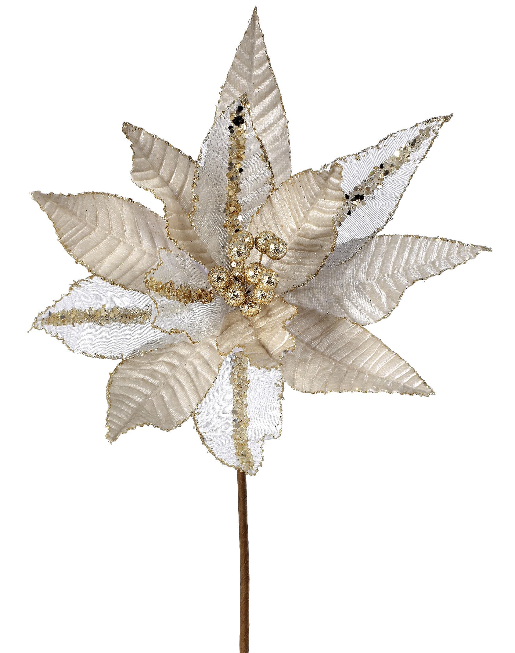 20" Champagne Velvet Sheer Poinsettia/Holiday Decor/Christmas Decor/Poinsettia Picks/Poinsettia Flowers/Poinsettia Plants