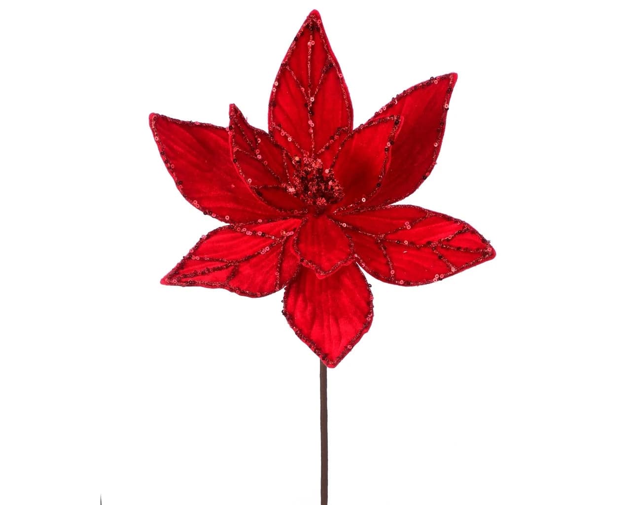 24" Red Velvet Glitter Poinsettia/Christmas Tree Ornaments/Ornaments/Tree Decorations/Xmas Decor/Xmas Tree Decor/Holiday Season
