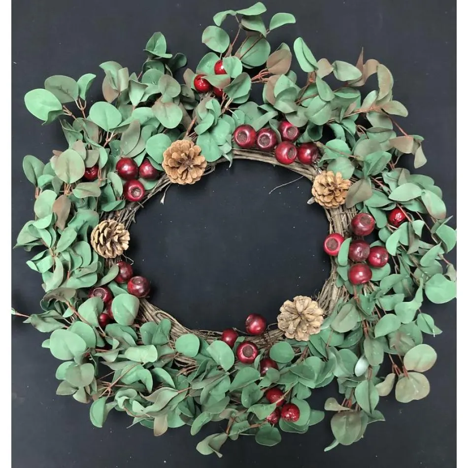 24" Pinecone and Berry Wreath/Garlands/Wedding Centerpieces/Home Decor/Faux Vines/Silk Vines/Garlands