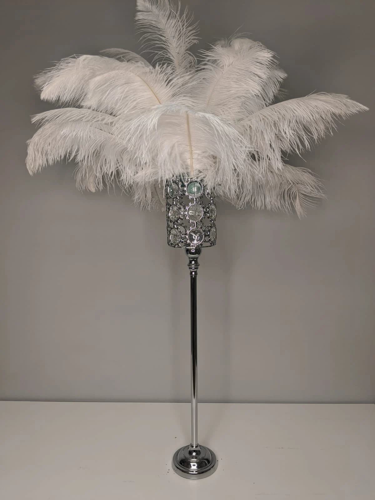 26" Starburst Silver Stand/ Ostrich Feather Centerpiece for Great Gatsby/Wedding/Old Hollywood/Glitz and Glam themes