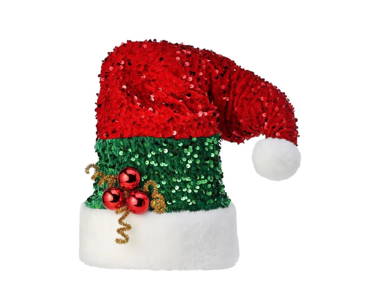10" Sequin, Velvet Santa Hat Tree Topper/Christmas Tree Ornaments/Tree Topper/Ornaments/Tree Decorations/Xmas Tree Decor/Holiday Season