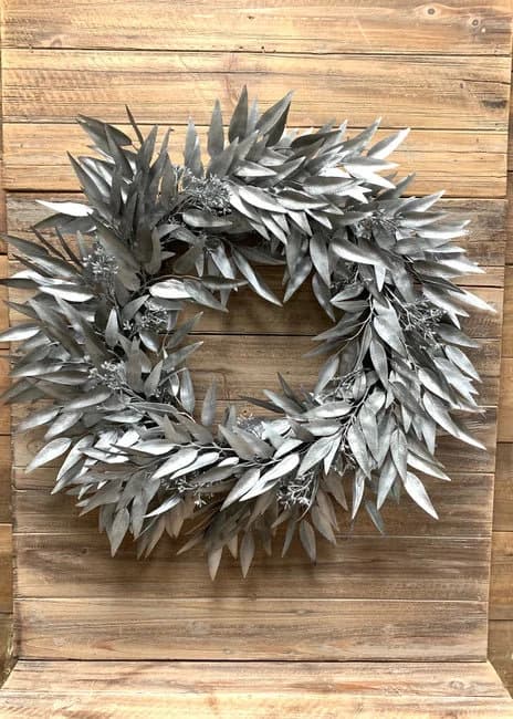 24" Silver Willow Eucalyptus Wreath/Green Artificial Wreath/Green Wreath/Natural Looking Wreath/Outdoor Wreath