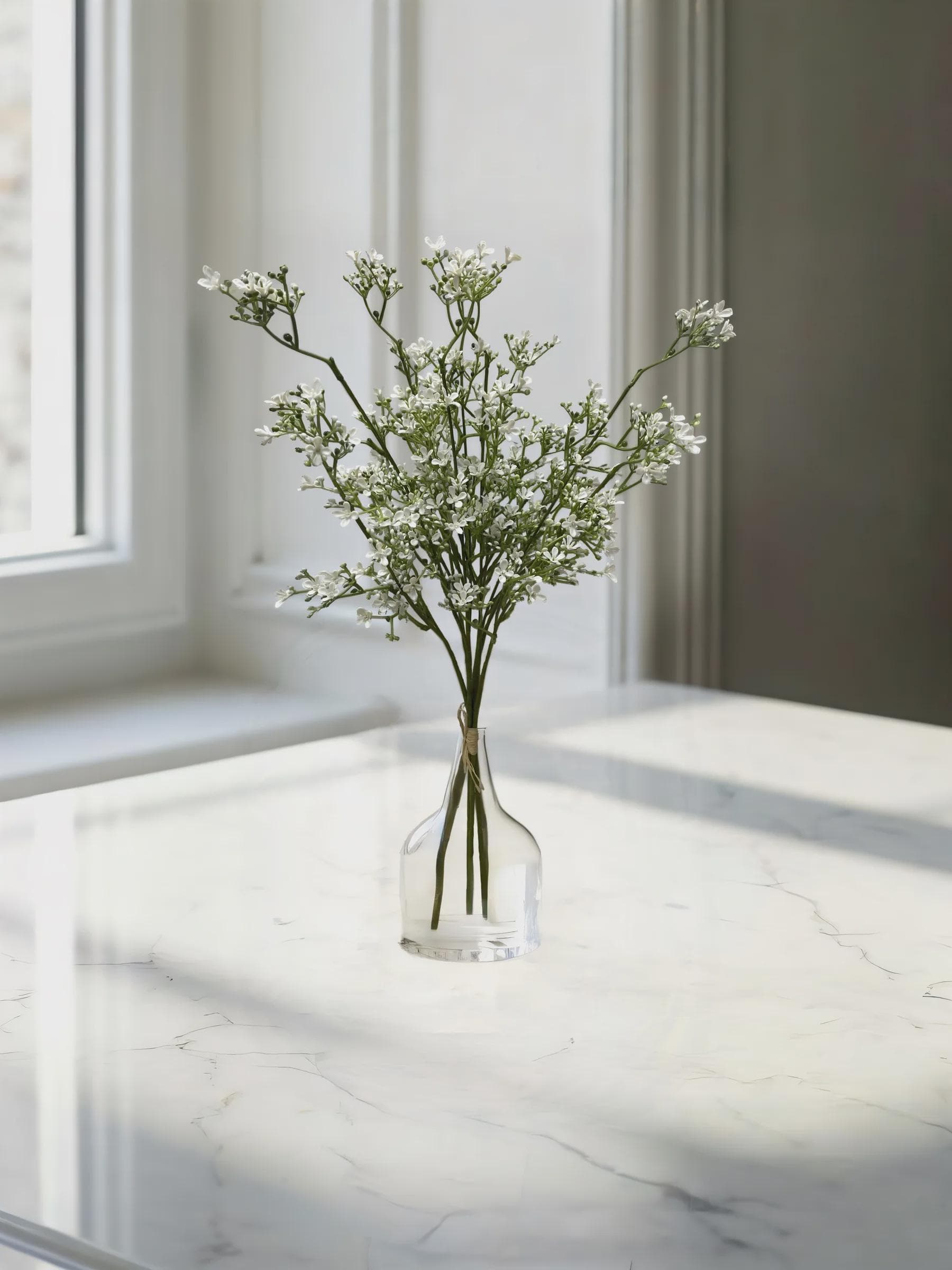 27” Faux Mini Flower Spray|Wildflower Stem| Airy Floral Filler for Tall Vases | Wedding Greenery | Silk Spring Flower| Minimalist Home Decor