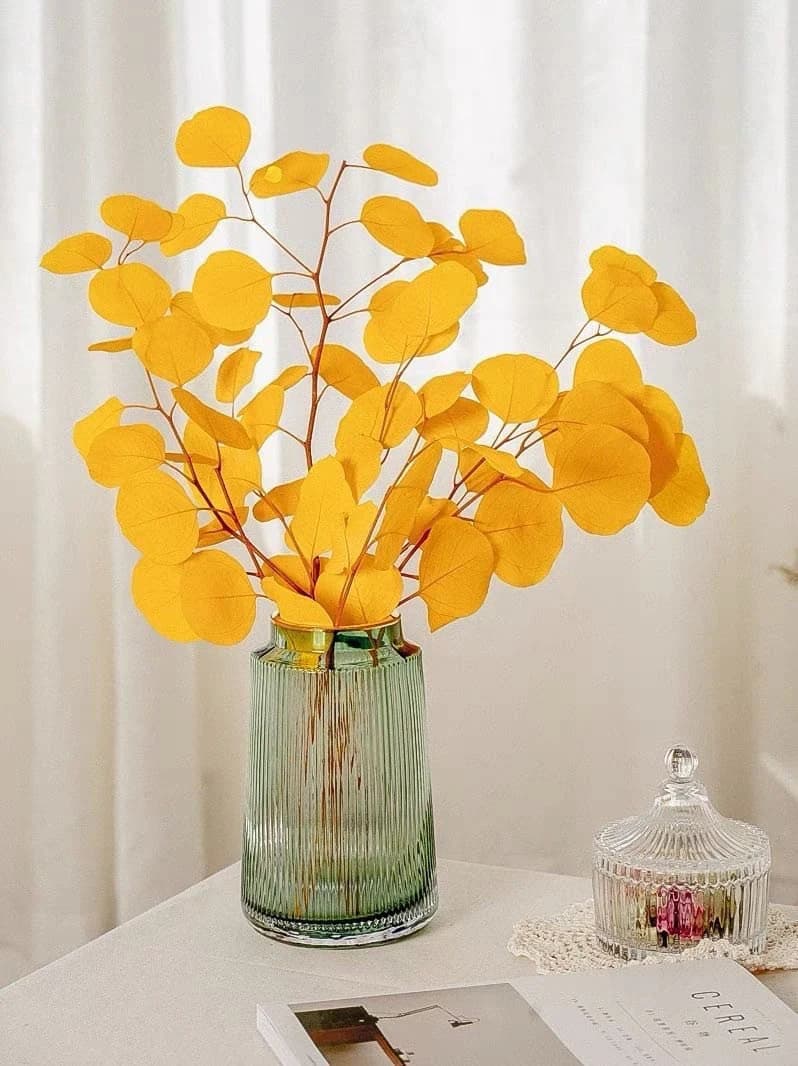 NEW YELLOW Round Eucalyptus/Sprays/Faux Spray/Holiday Decor/Fall Decor/Table Decor/Home Decor/Holiday Decor/Indoor Decor/Bleached Eucalyptus