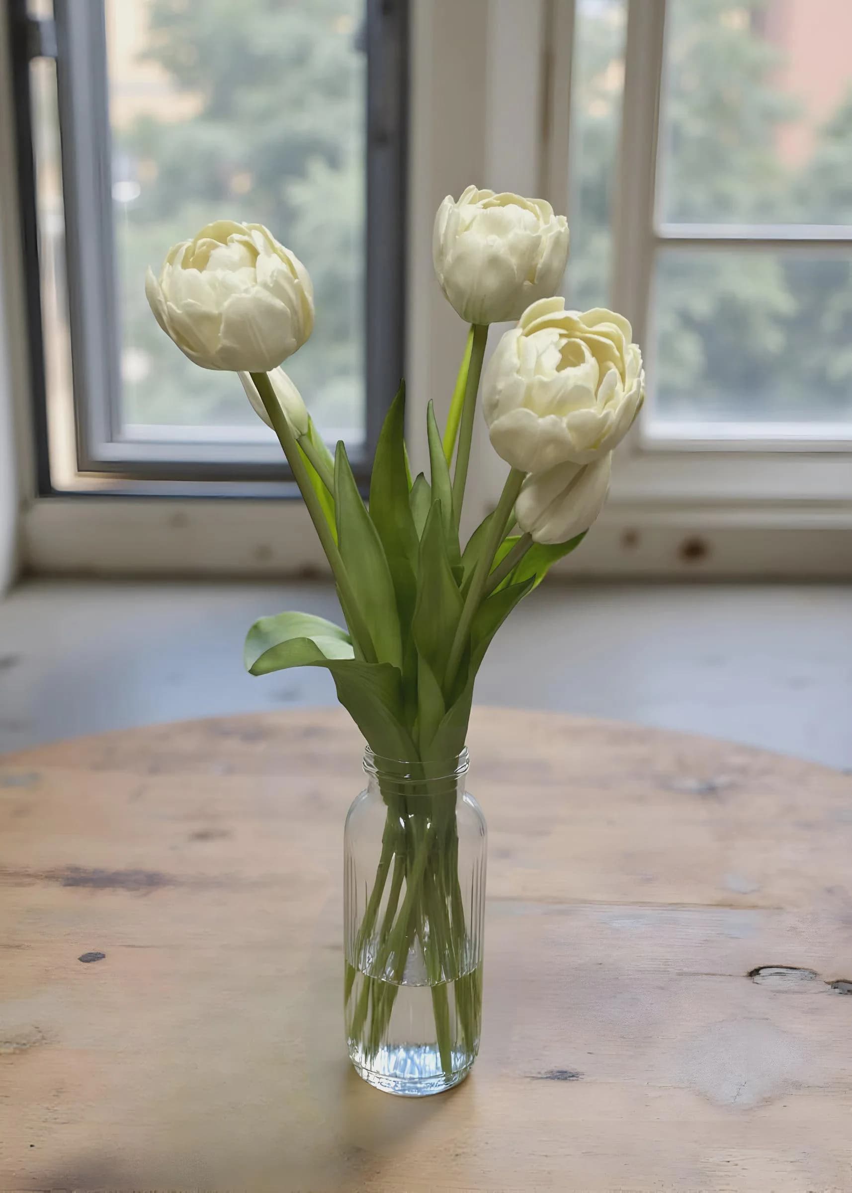 15" Fresh Touch White Avant Garde Peony Tulip Bundle/Faux Spray/Autumn Decor/Holiday Decor/Fall Decor/Thanksgiving Decor/Wedding Decor
