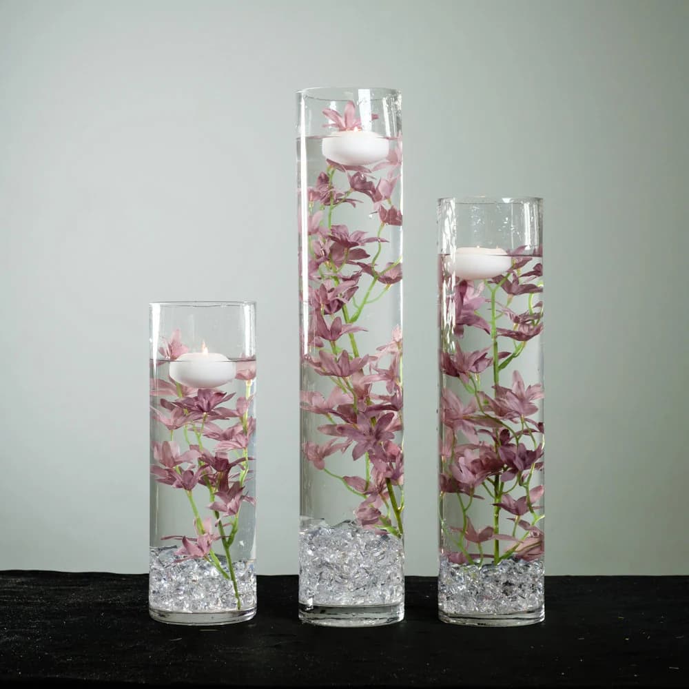 Submersible Pastel Purple Star Floral Wedding Centerpiece with Floating Candles and Acrylic Crystals Kit