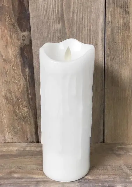 3" x 8"White Dripping Finish Moving Flame LED Pillar/Centerpieces/Vases/Table Decorations/ Long Candles/Tall Candles/Prom/Wedding Decoration