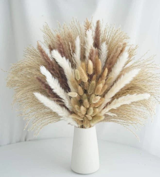 16" Boho Pampas Grass Bouquet | Natural & Mauve Bunny Tails| Dried Floral Arrangement | Neutral Boho Home Decor | Wedding Centerpiece