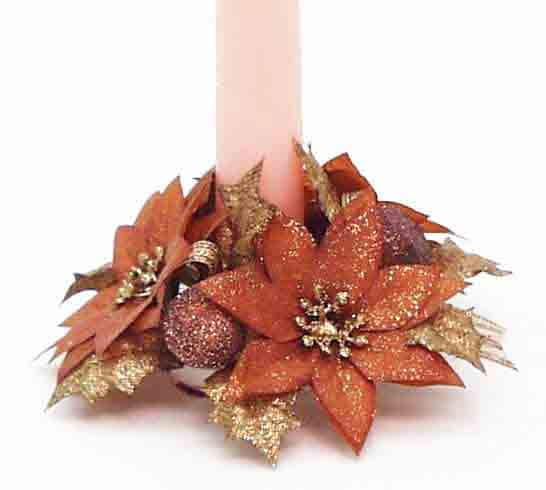 1" Copper Poinsettia Candle Ring/Candle Decor/Table Decor/Centrepiece Decor/Candle Ring/Christmas Table Decor