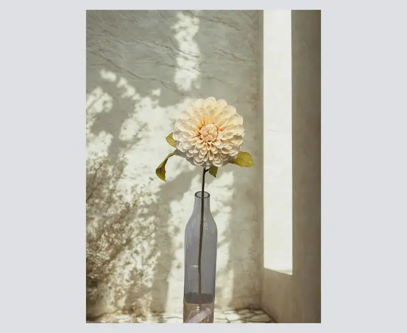 29" Cream Dried Look Dahlia Spray – Faux Neutral Dahlia Flower Stem, Artificial Off-White Dahlia Pick for Boho & Fall Wedding Decor