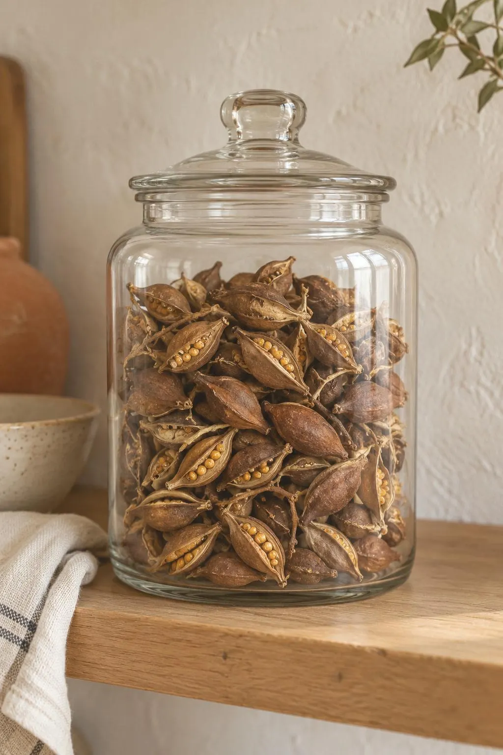 Dried Brach Pods 50 to 60 Pieces | Natural Open Seed Pods 2 to 3 Inch | Potpourri Bowl Filler and Craft Supplies