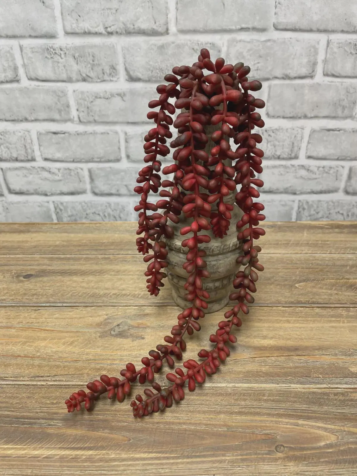18" Fresh Touch Burgundy Jelly Bean Succulent Stem with 6 Vines/ DecorWedding Centerpiece Decor/Faux Flower/Silk Flower/Flower Bouquet