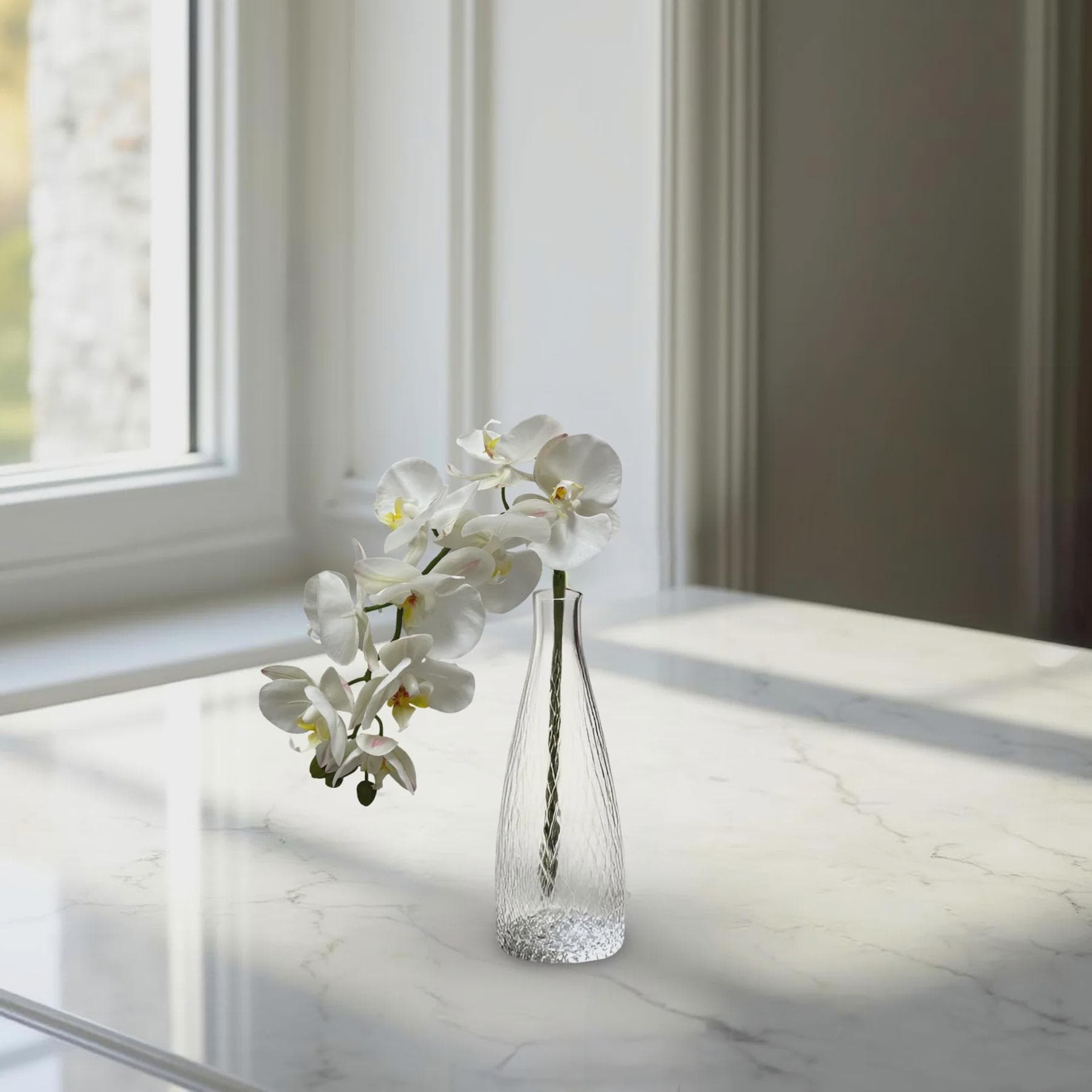 30” Fresh Touch White Orchid Spray | Real Touch Artificial Phalaenopsis|Faux Orchid for Tall Vases Elegant Wedding Floral |Modern Home Decor