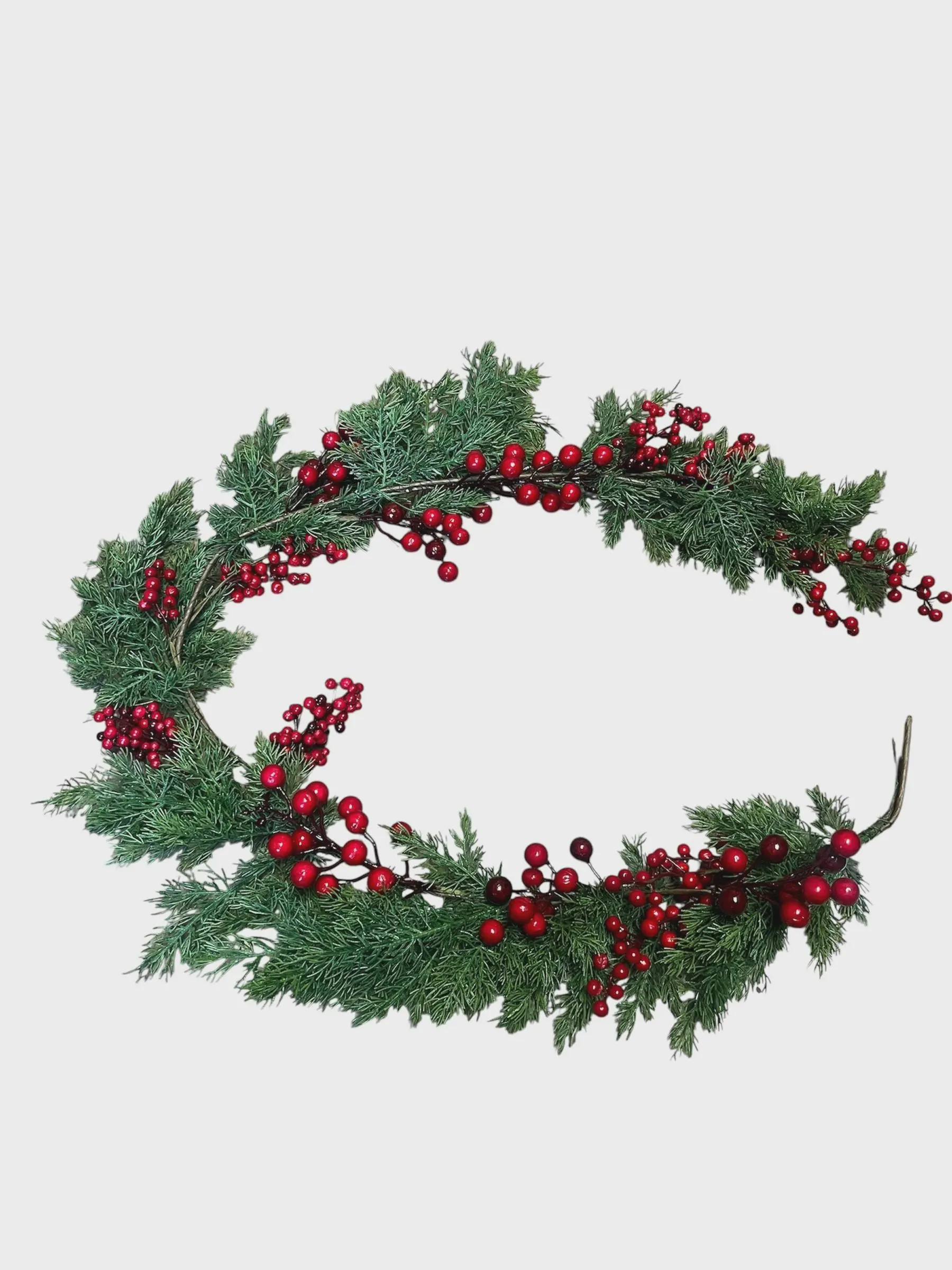 5' Red Berry and Cedar Garland/Dinner Table Centerpiece/Fire Place Mantel Centerpiece/Red Berry/Xmas Decor /Artificial Xmas Centerpiece