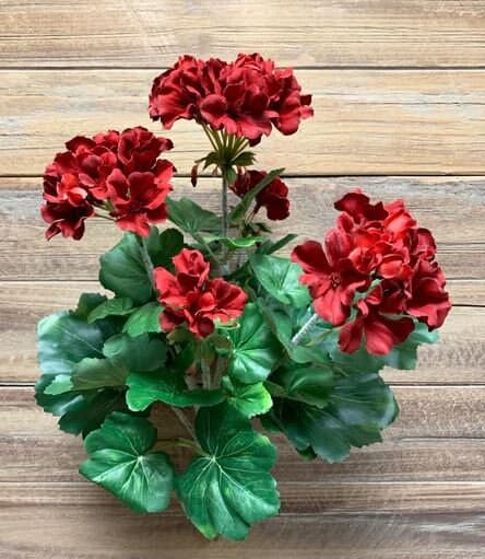 16.5" Red Geranium Bush/Spray/Greenery/Succulent/Carnations/Wedding Centerpiece/Home Decor/Faux Flower/Silk Flowers/Flower Bouquet