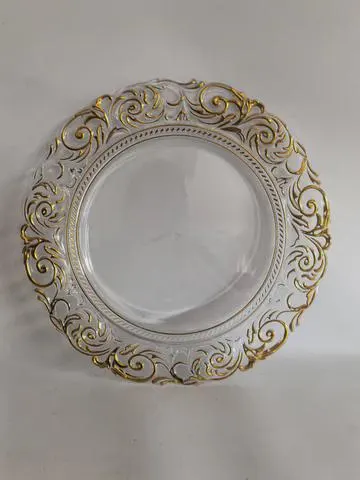 12.5" Gold Charger Plate/ Scalloped Ornate Edge/Wedding Decor/Home/Dinner Party/Antique Theme/Antique Theme/Gatsby Theme/Dining Decor