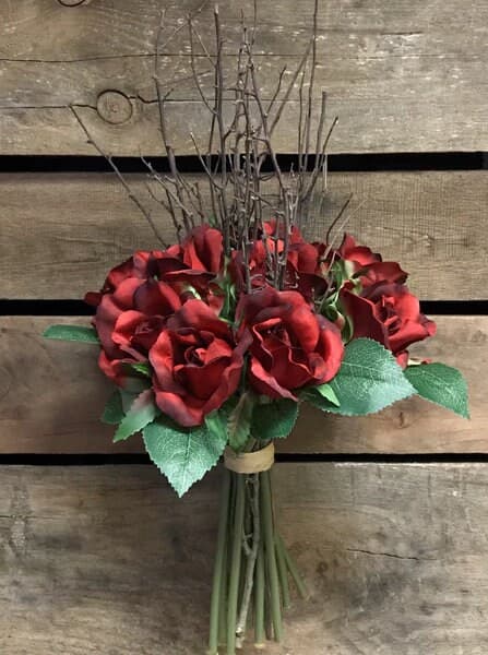 15" Red Rose & Twig Bundle/Pink/Wedding Centerpieces/Home Decor/Faux Flowers/Silk Flowers/Flower Bouquet