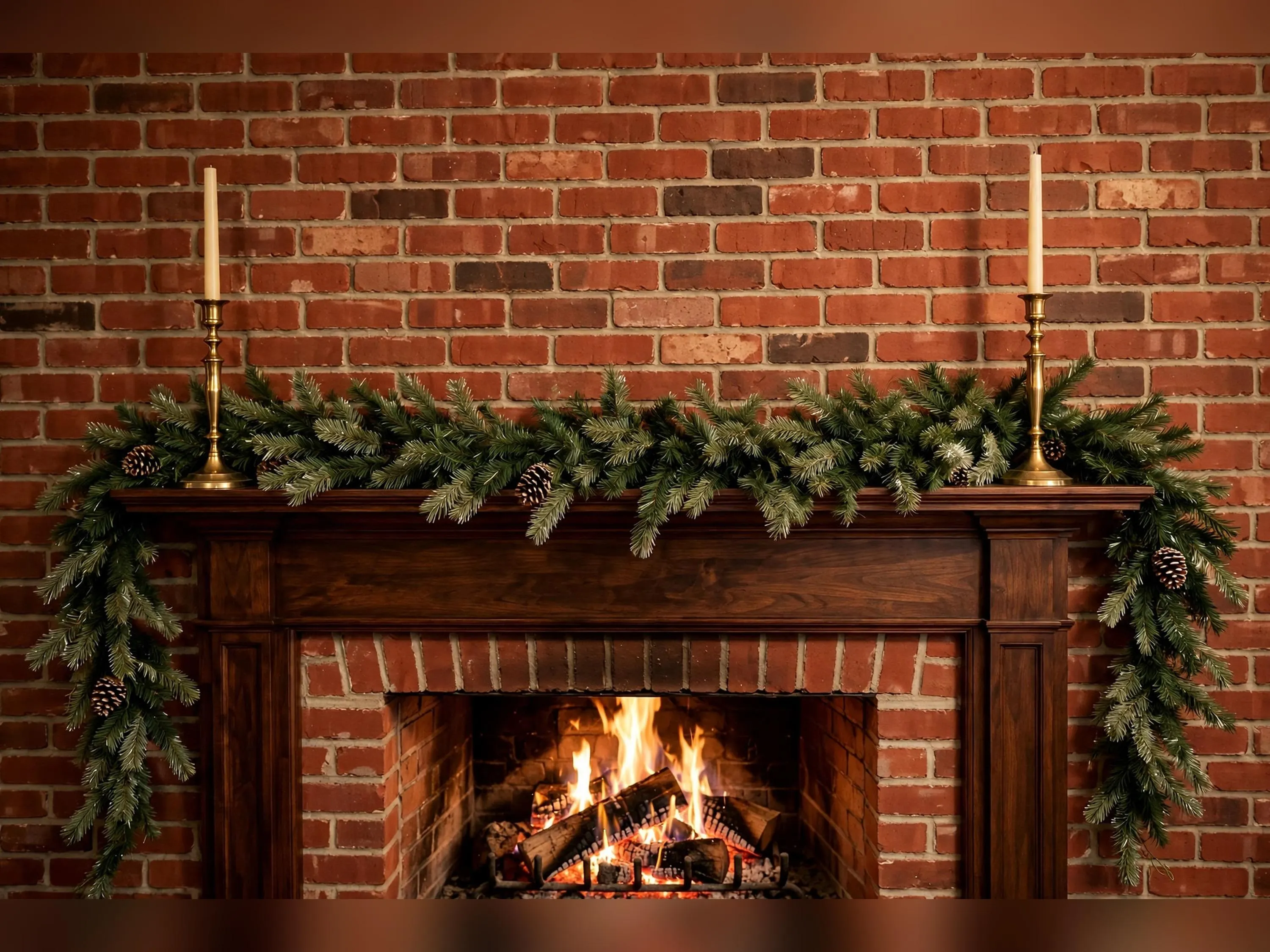 9 Foot Pine Garland with Pinecones, 270 Tip Artificial Christmas Garland for Mantel and Staircase