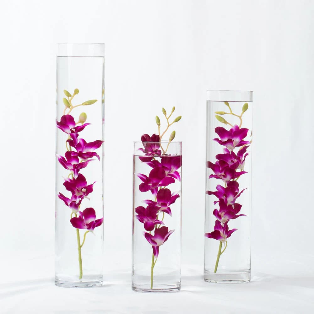 Submersible Purple/Blue/Yellow/Pink/White/White with purple Orchid Floral Wedding Centerpiece with Floating Candles and Acrylic Crystals Kit