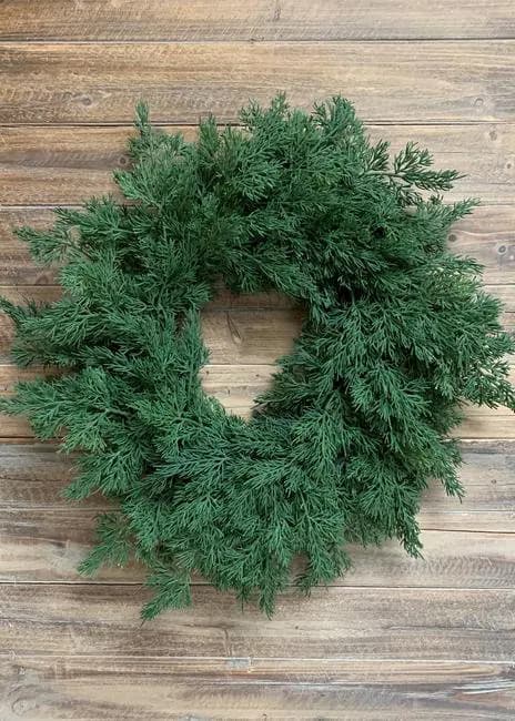 22" Real Touch Cedar Wreath/Green Artificial Wreath/Green Wreath/Natural Looking Wreath/Outdoor Wreath/Green Outdoor