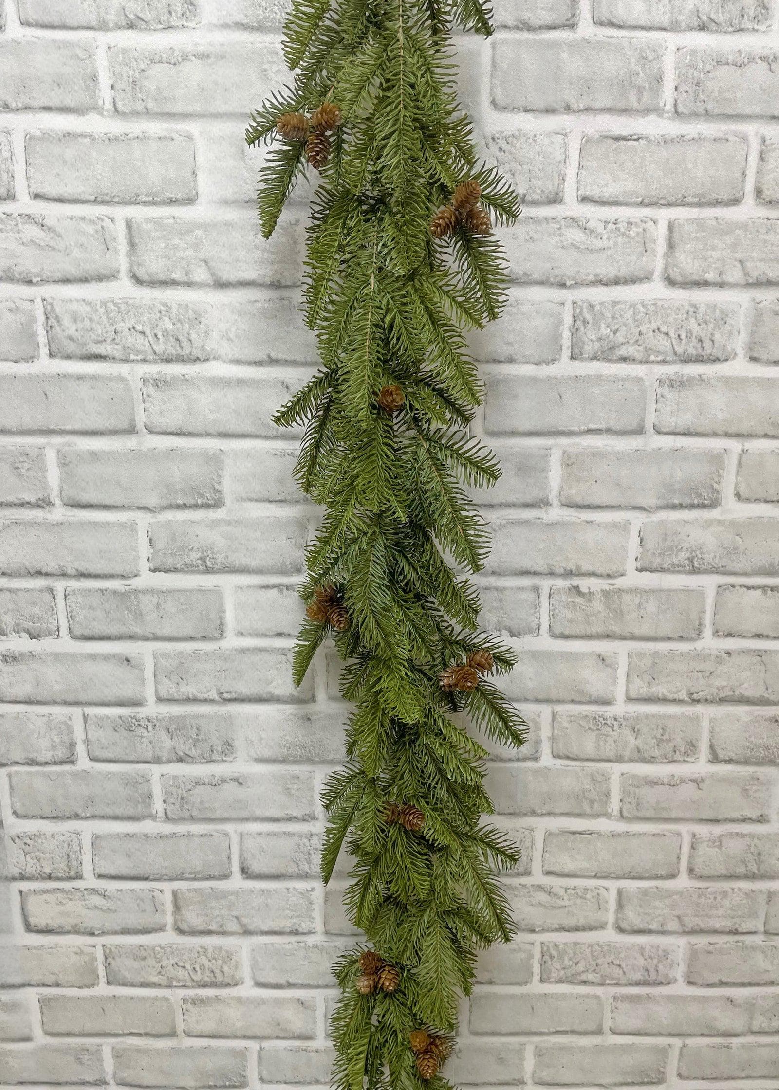 10FT Fresh Touch Balsam Fir Garland With Natural Pine Cones/Garlands/Wedding Centerpieces/Home Decor/Faux Vines/Silk Vines/Garlands