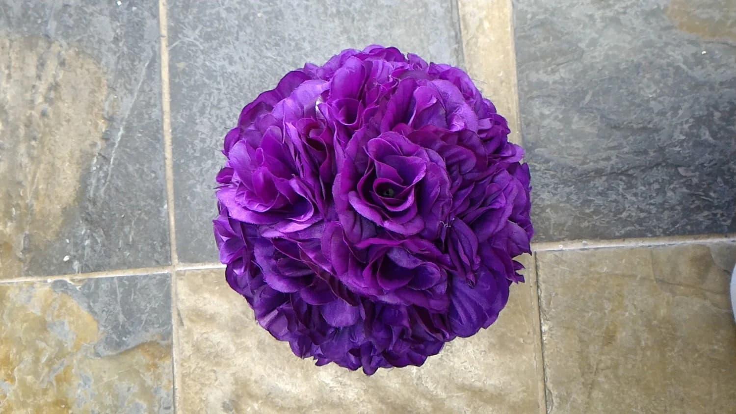 Purple Rose Flower Ball Pomander Wedding decoration Ball Silk Rose Kissing Ball Faux Flowers/Mutiple sizes/Aisle decor/ Centerpiece