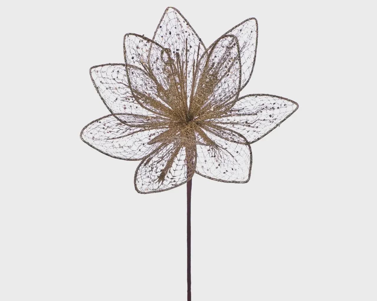 24" Champagne Glitter Mesh Poinsettia/Holiday Decor/Christmas Decorations/Poinsettia Flowers/Christmas Season Decor