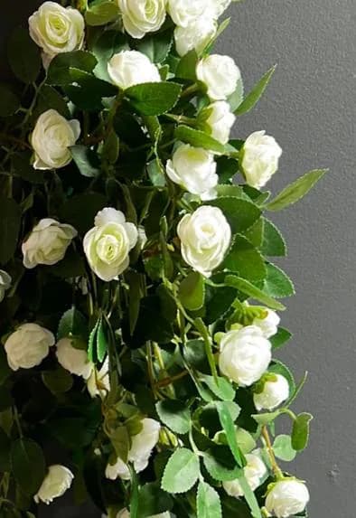 35" White/Ivory Ranunculus Greenery Bush/Floral Spray/Florals/ Wedding/ White/ Outdoor Wedding Greenery/Centerpiece Decor/Faux Flowers/Roses