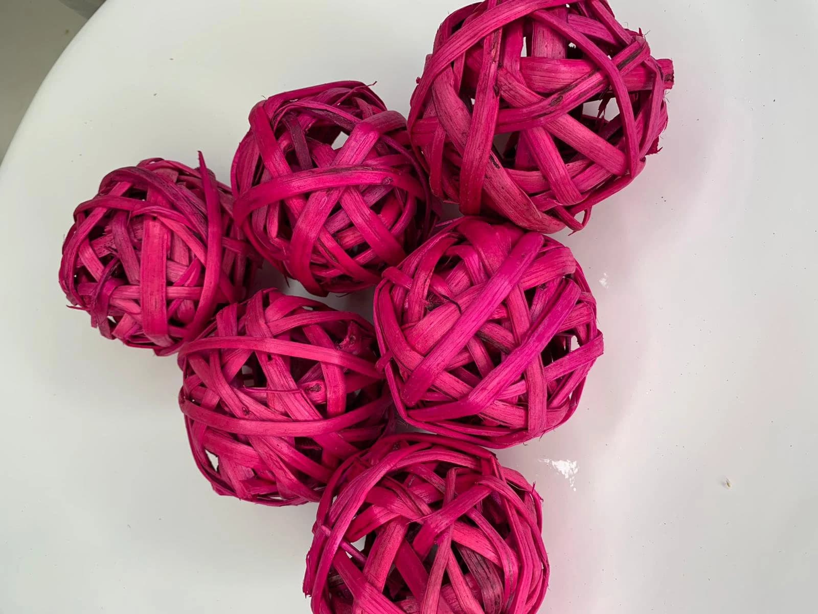 Pink Holiday Wicker Balls, 6  Decorative Balls, Rustic Decor Ideas, Rustic Bawl Filler, Wicker Decoration,  Rustic Table Decor