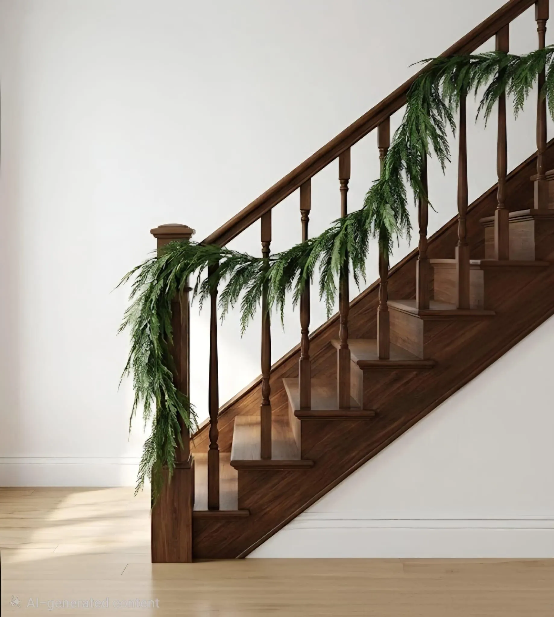 10ft - 20ft Real Touch Sequoia Cypress Garland | Dark Green Banister Garland | Faux Christmas Staircase Decor, Winter Table Runner, Wedding