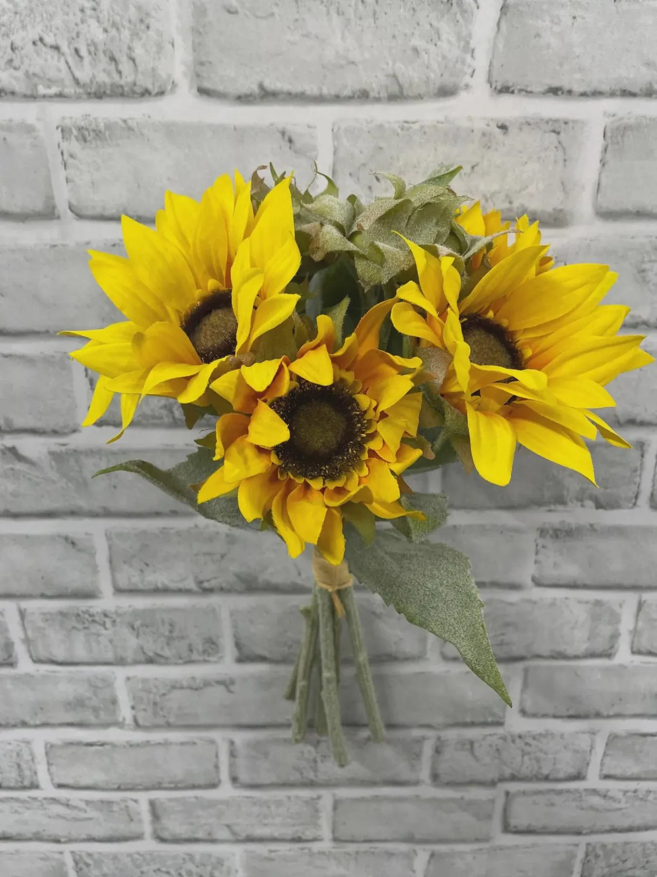 15" Sunflower Bundle,Sunflower Bush,6 Stem Floral Arrangement, Faux Flowers for Weddings, DIY Floral Decor, Silk Sunflowers for Centerpieces