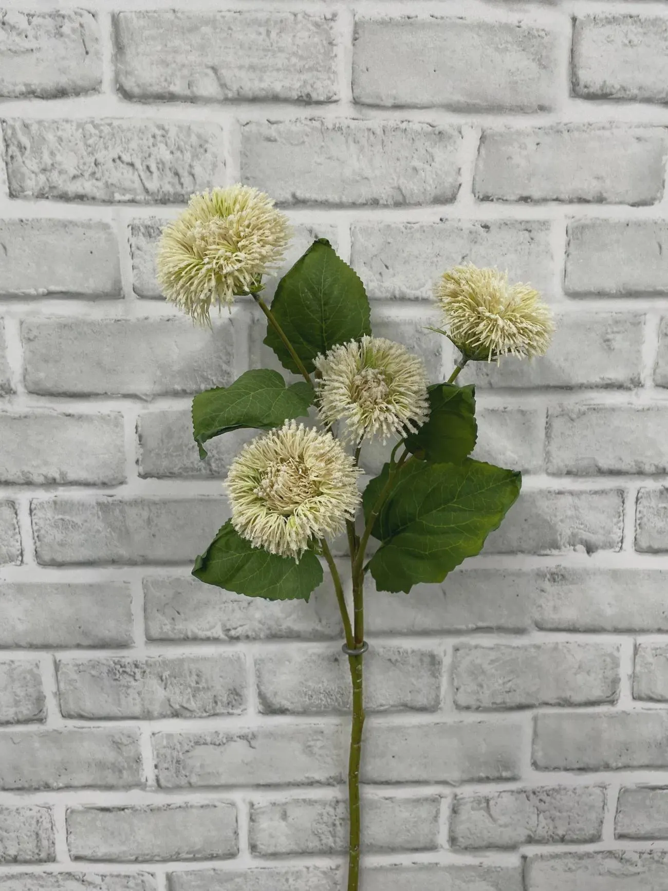 26" Cream Allium Spray-Artificial Pom Pom Flower Stem, Faux Globe Onion Blossom Bunch for Tall Vases, Modern Farmhouse & Wedding Centerpiece