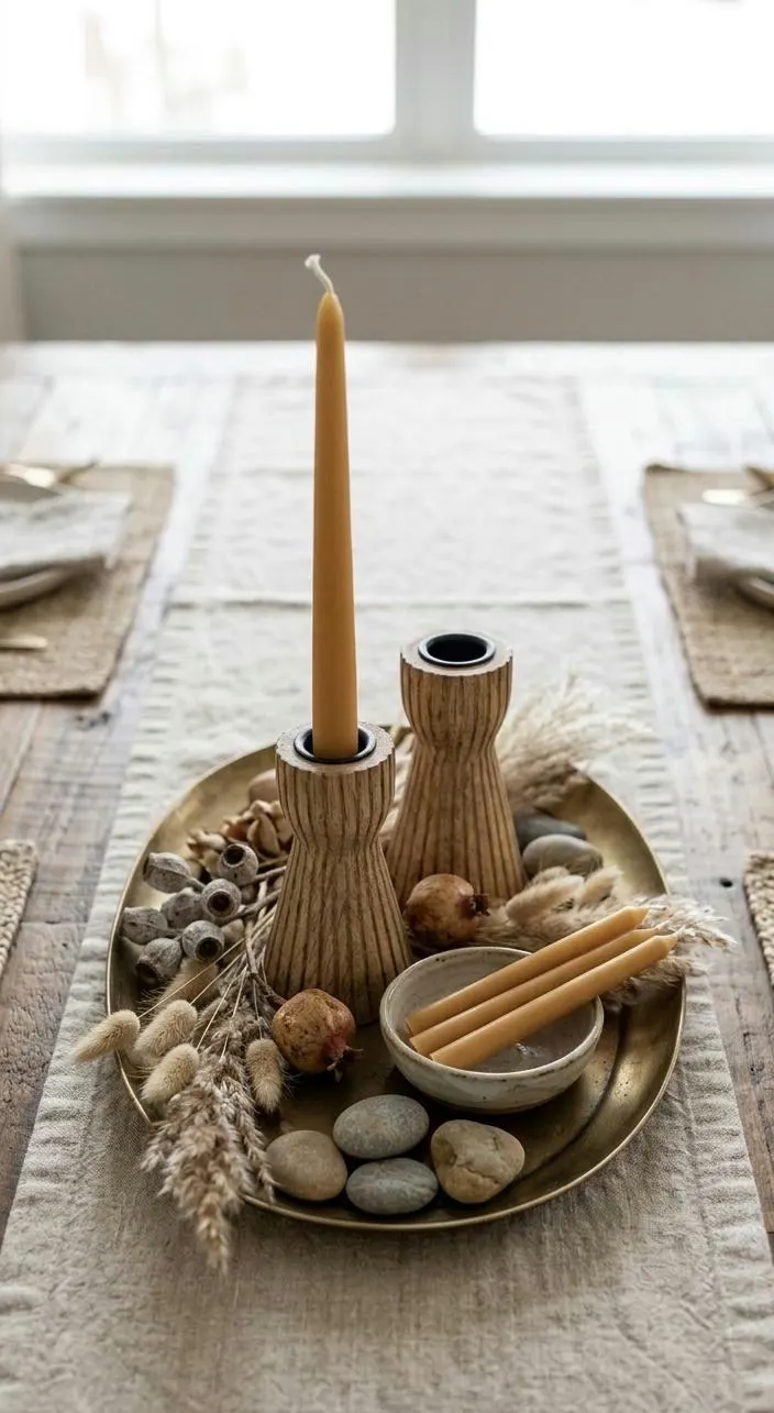 Wooden Ribbed Taper Candle Holder/Natural/Modern taper/Centerpieces/Homedercor