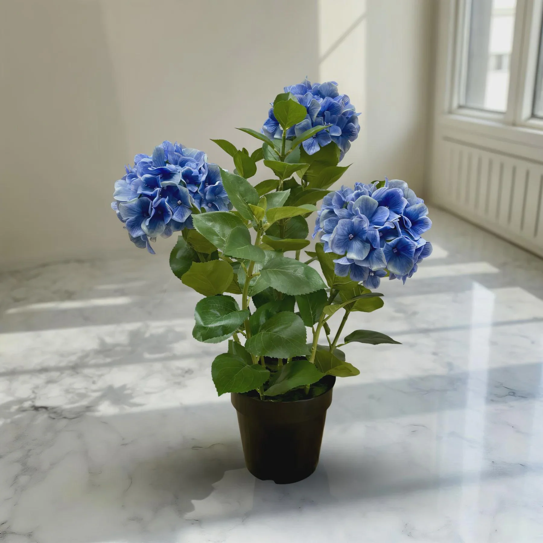 25" Fresh Touch Blue Hydrangea In a Plastic Black Pot /Artificial Greenery/Holiday Decor/Christmas Decor/Seasonal/Long Garland