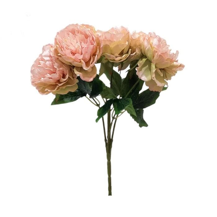 5pc 16" Ivory/Cream Peony Floral Bouquet/Floral Spray/Wedding Roses/White/Greenery Bush/Outdoor Wedding/Centerpiece Decor/Faux Flower