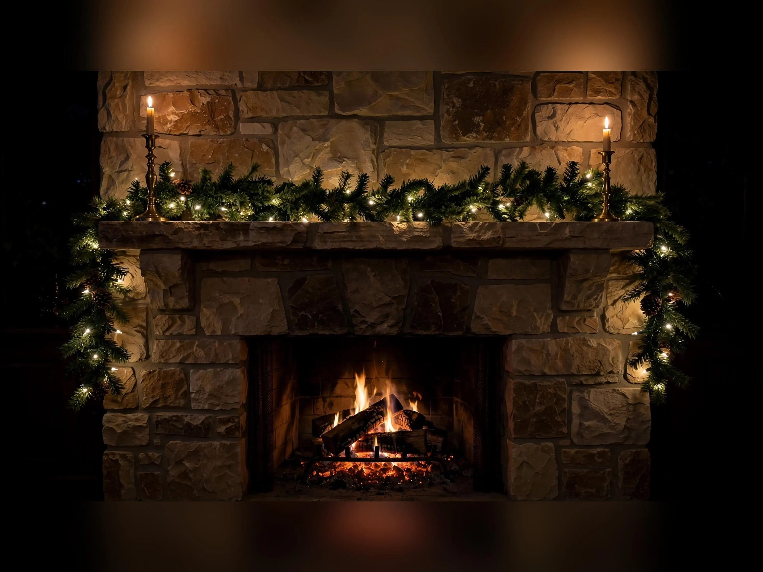 9 Foot Pre-Lit Christmas Garland with Pinecones, 50 LED Lighted Artificial Pine Garland for Mantel
