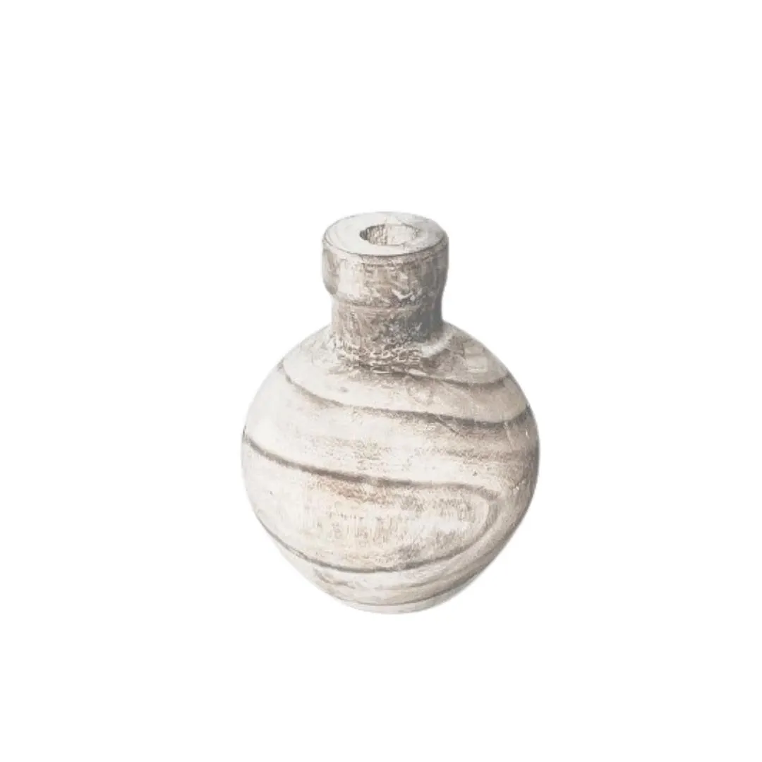 1.75" Dia x 6.25" H White Wash Wooden Bottle Vase/Glass Vase/Table Top Vase/Centerpiece Kits/DIY centerpieces/glass vases/tall vase