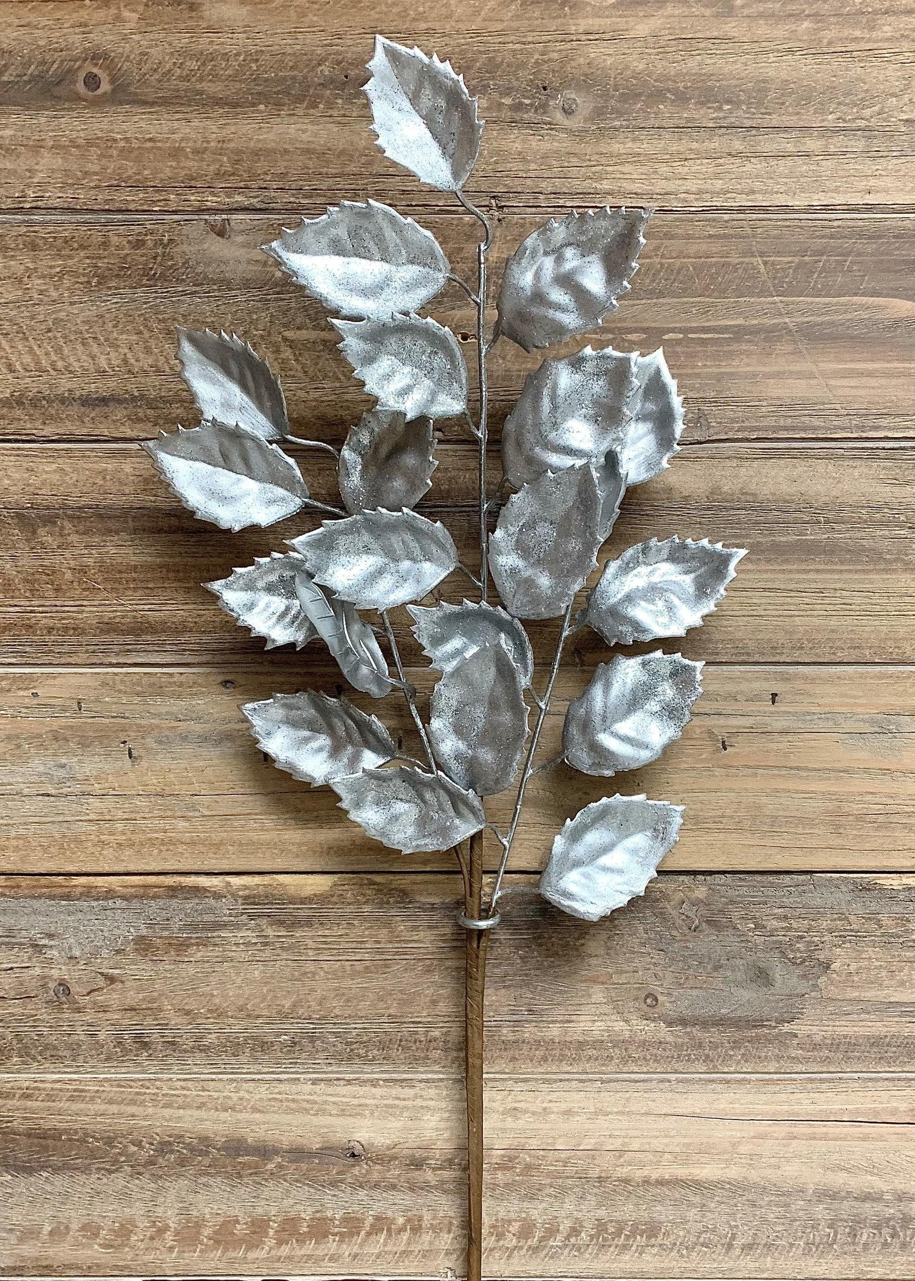 25" Silver Metallic Glittered Mulberry Spray/Faux Spray/Autumn Decor/Holiday Decor/Fall Decor/Thanksgiving Decor/Wedding Decor
