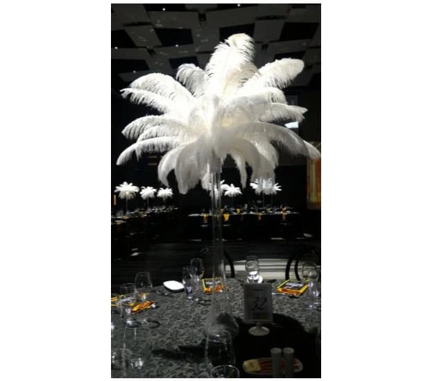 5FT Tall Eiffel Tower Ostrich Feather Centerpiece with White Black 20-22 inch 14-16 ìnch feathers Great Gatsby 32"Tower Case Large Feathers