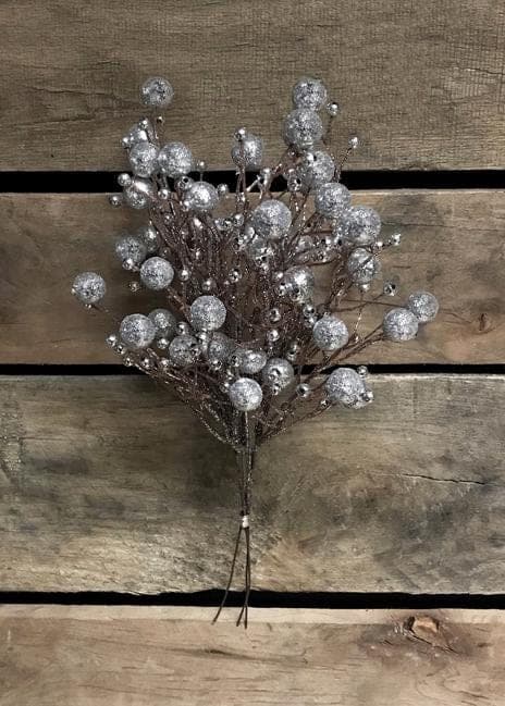 13" Silver Beaded Pick/Sprays/Wedding Decor/Holiday Decor/Fall Decor/Table Decor/Cedar Spray/Natural Spray/DIY Craft/Holiday DIY