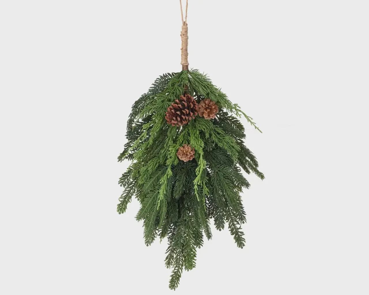 24" Real Touch Cedar, Spruce, Pinecone Teardrop/Green Artificial Wreath/Green Wreath/Natural Looking Wreath/Outdoor Wreath/