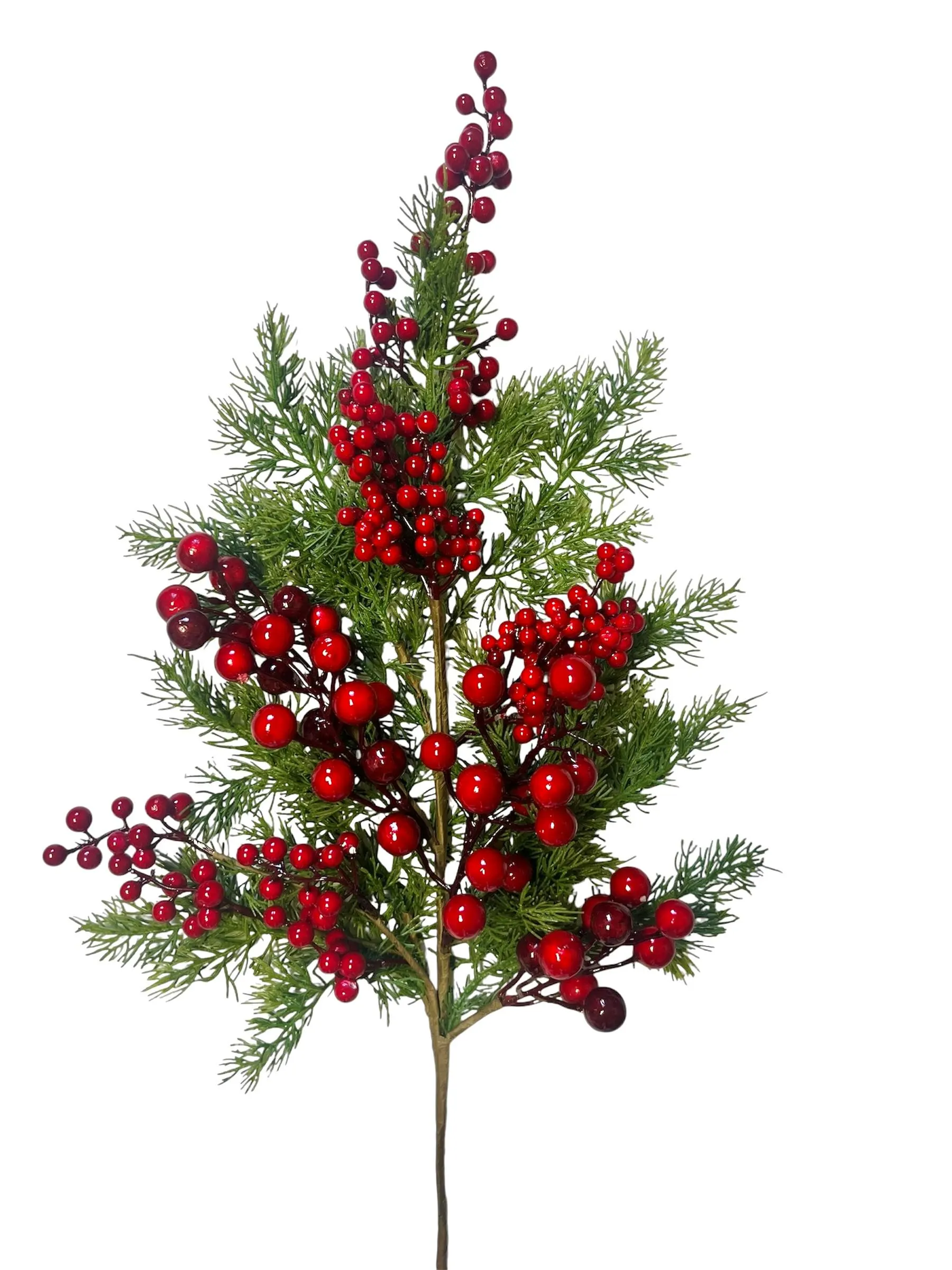 32" Red Berry and Cedar Branch/ Festive Floral Pick/Christmas/Winter Decor/White Frosted/Evergreen Branch/Holiday Season/Faux Branch
