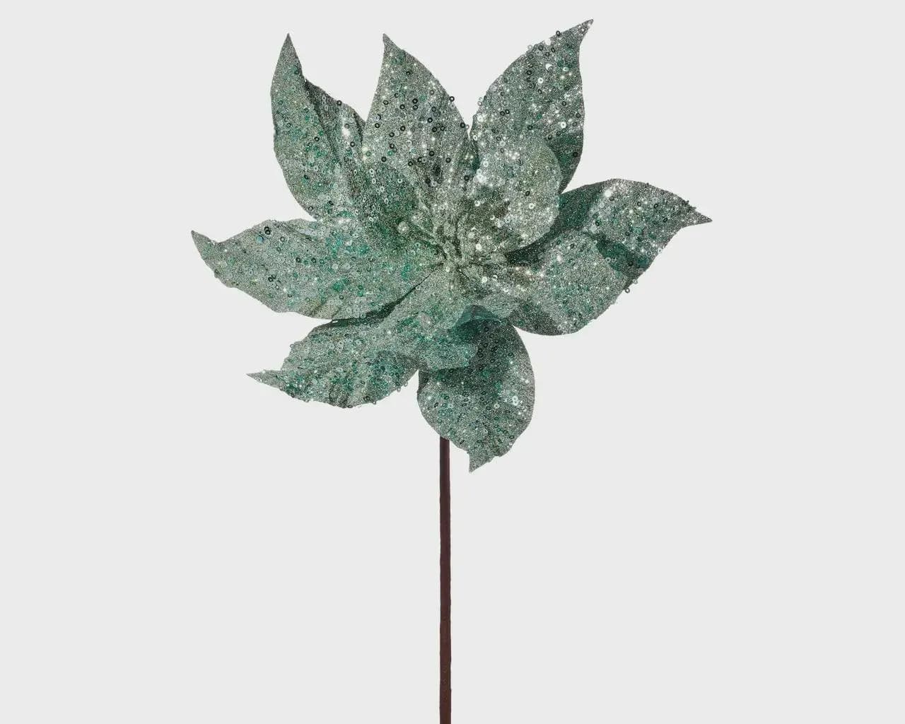 24" Mint Green Glitter Poinsettia/Holiday Decor/Christmas Decor/Poinsettia Picks/Poinsettia Flowers/Poinsettias/Wedding