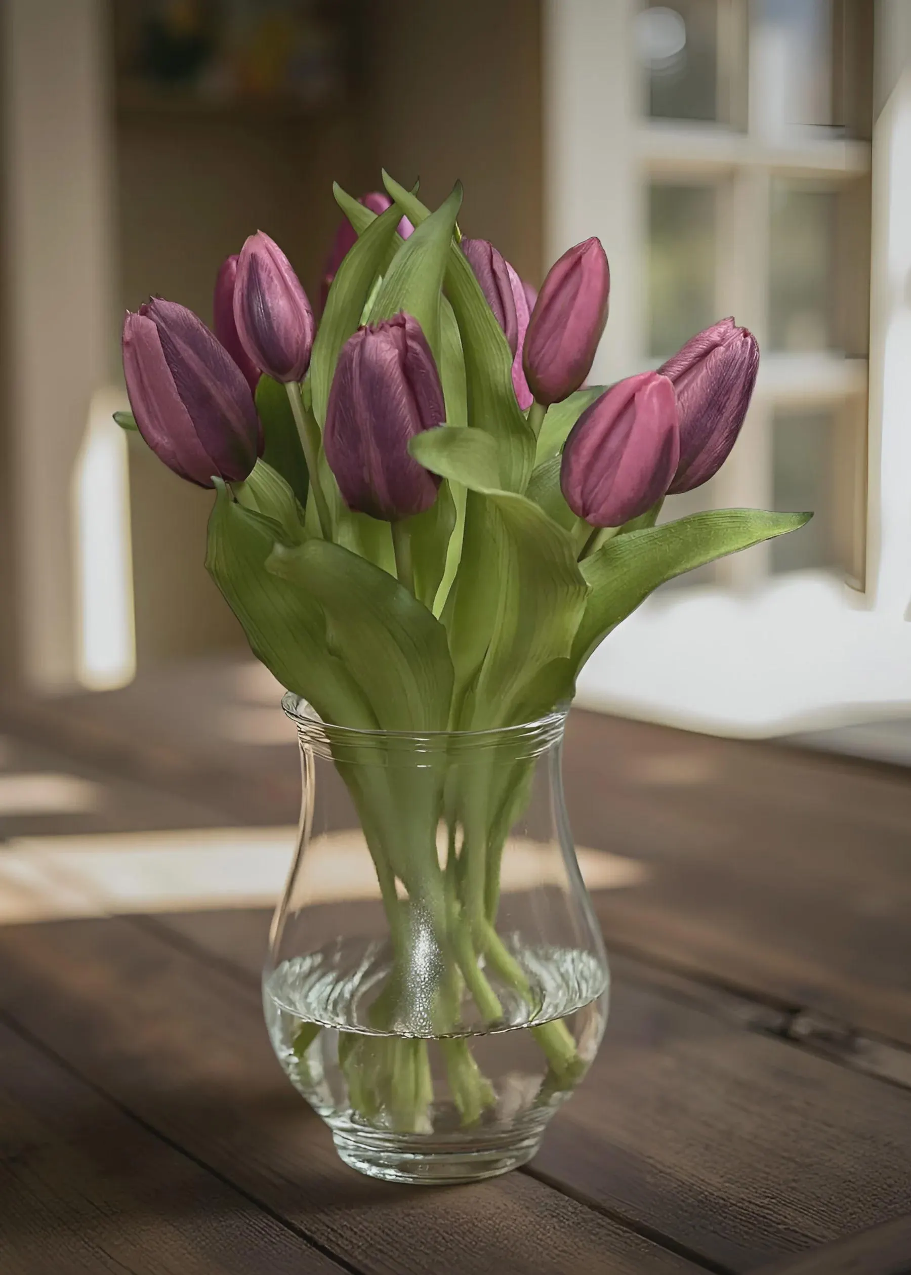12" Fresh Touch Dark Plum Formosa Tulip Bundle/Faux Spray/Autumn Decor/Holiday Decor/Fall Decor/Thanksgiving Decor/Wedding Decor