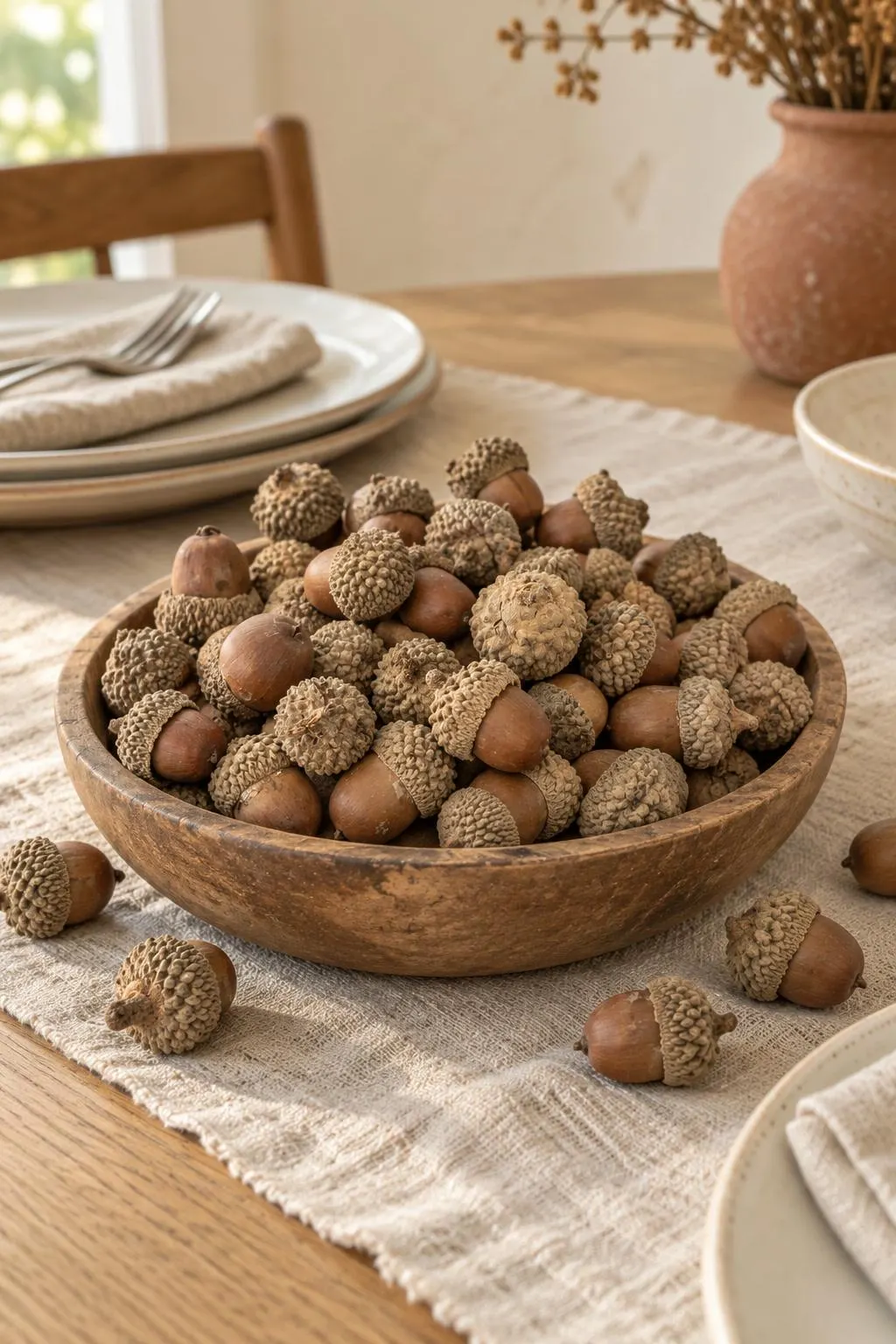 Natural Dried Acorns 1 Inch | 50 Loose or 36 on Wire Stems | Fall Wreath, Craft and Harvest Table Decor