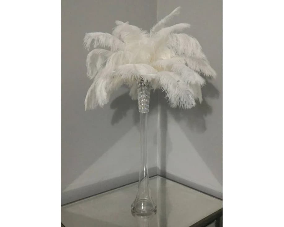 16" Tall Ostrich Feather Centerpiece Kits with Eiffel Tower Vase