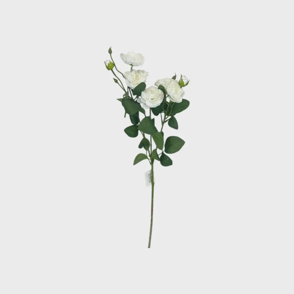 27" White Rose Spray(5 Heads)–Faux White Rose Stem Pick, Artificial White Roses for Winter Christmas Tree, Holiday Wreaths & Floral Displays